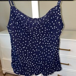Cowl neck polka dot tank top